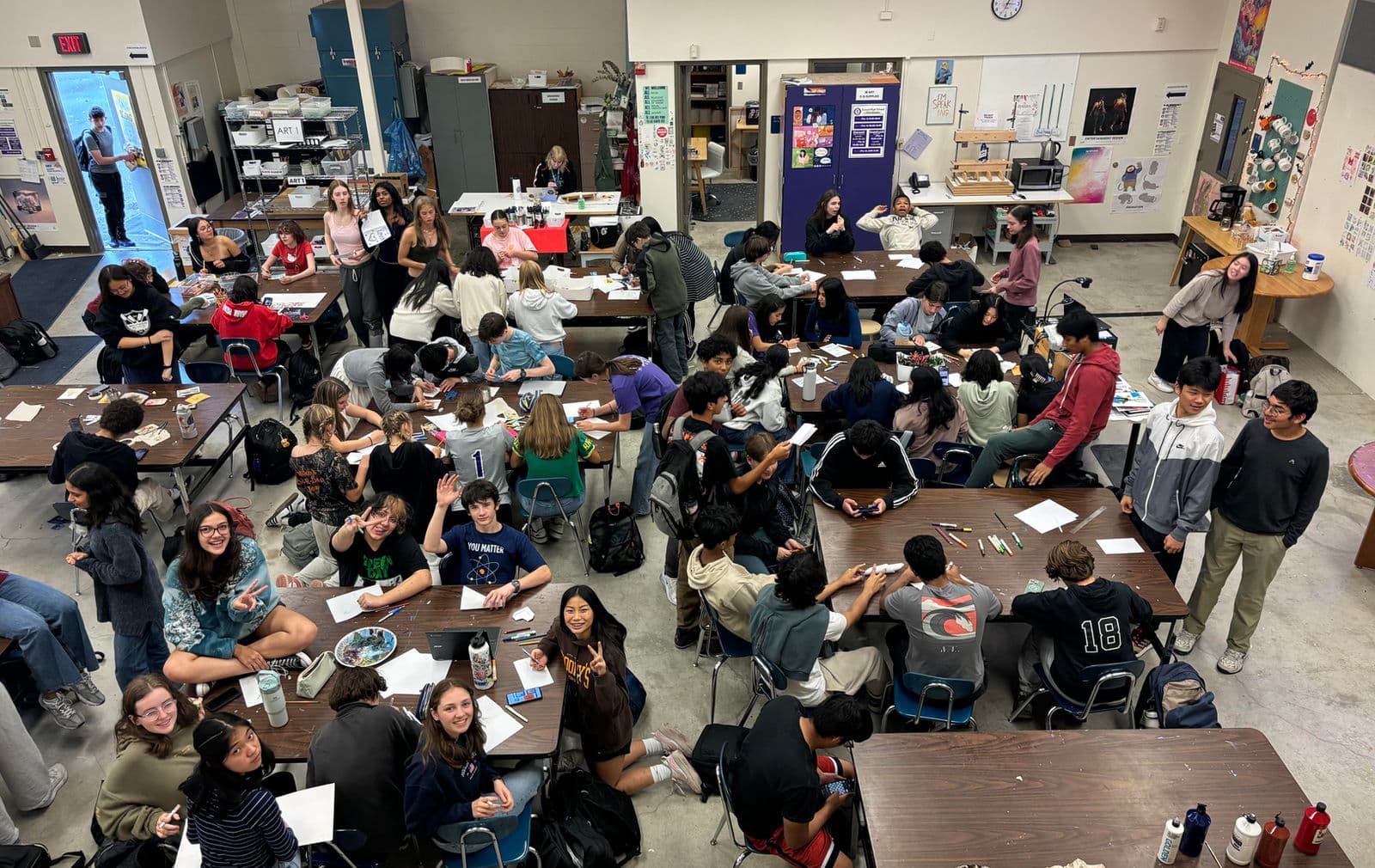 Students collaborating in a classroom